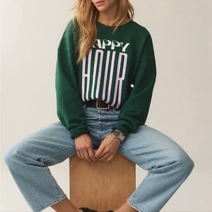 Anthropologie Maeve x Jordan Nickson Happy Hour Graphic Sweatshirt Size Medium